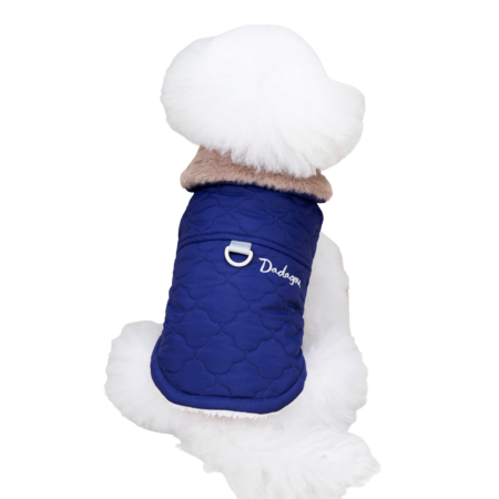 Haine - Vesta flausata cu guler de blana DOG-19bleumarin