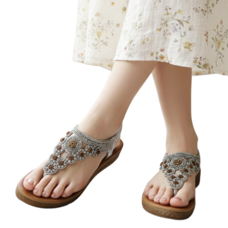 Sandale cu detalii sclipitoare A23-515argintiu [6]