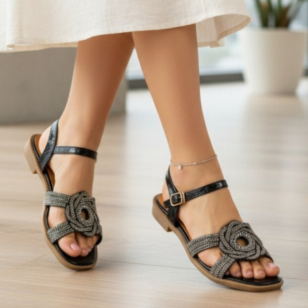 Sandale - Sandale cu detalii sclipitoare X24-1165negru