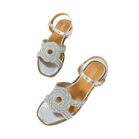 Sandale - Sandale cu detalii sclipitoare X24-1165argintiu