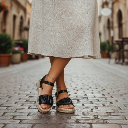 Sandale - Sandale cu platforma A22-155negru