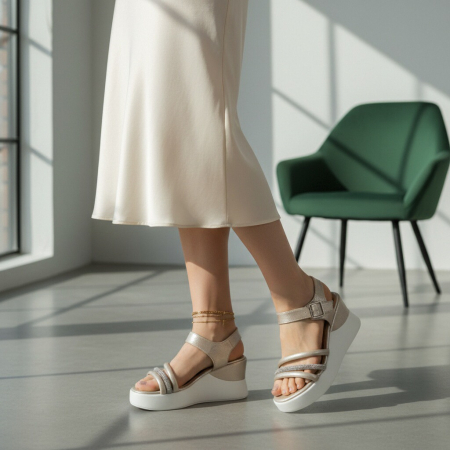 ÎNCĂLȚĂMINTE DAMĂ 49.99 - Sandale cu platforma A24-1068auriu