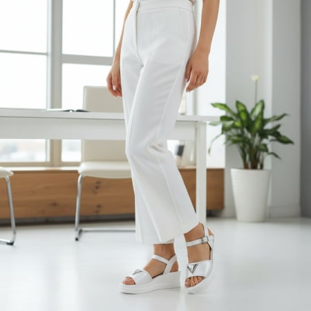 Damă - Sandale cu platforma A26-687crem