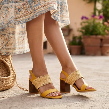 Sandale - Sandale cu toc GL05galben