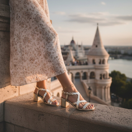 ÎNCĂLȚĂMINTE DAMĂ 39.99 - Sandale cu toc GL47auriu