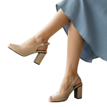 Sandale - Sandale cu toc L-72apricot