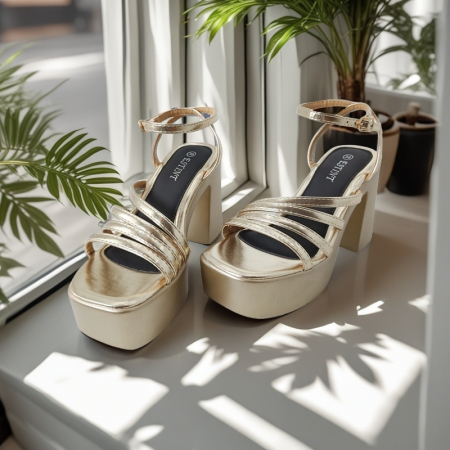 Sandale - Sandale elegante cu platforma si toc gros 1140auriu