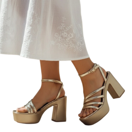 Sandale - Sandale elegante cu platforma si toc gros 1140auriu