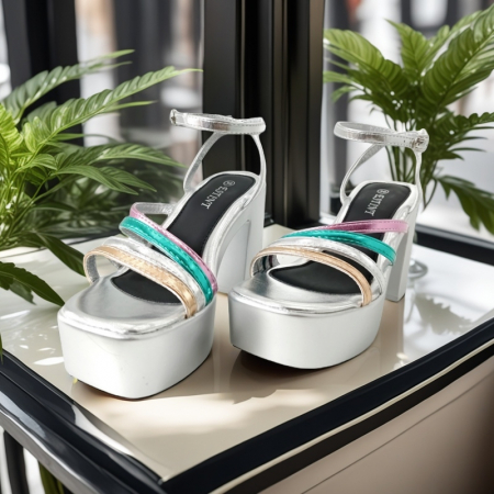 Sandale - Sandale elegante cu platforma si toc gros 1140multicolor