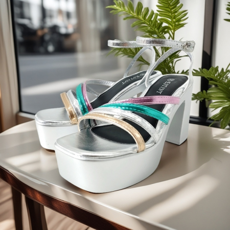 Sandale - Sandale elegante cu platforma si toc gros 1140multicolor