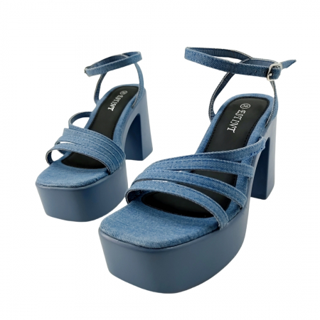 Sandale - Sandale elegante cu platforma si toc gros 1140albastru
