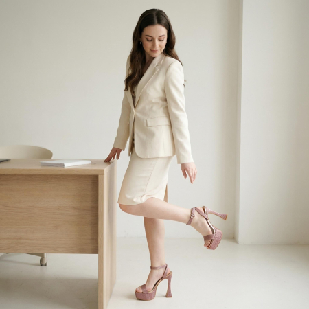 Sandale - Sandale elegante cu platforma si toc piramidal A23-532roz