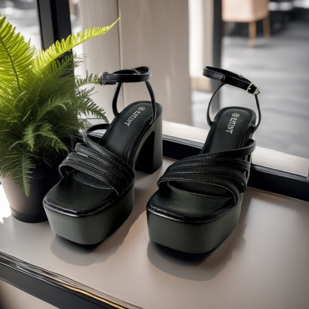 Sandale - Sandale elegante cu platforma si toc gros 1140negru