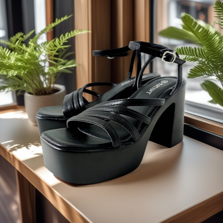 Sandale - Sandale elegante cu platforma si toc gros 1140negru