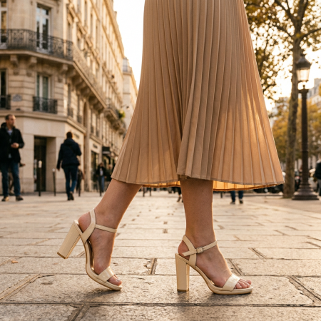 Sandale - Sandale elegante cu toc 2355bej