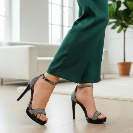 ÎNCĂLȚĂMINTE DAMĂ 49.99 - Sandale elegante cu toc 916-52negru