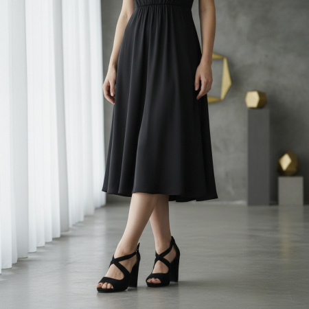 Sandale - Sandale elegante cu toc 2350negru