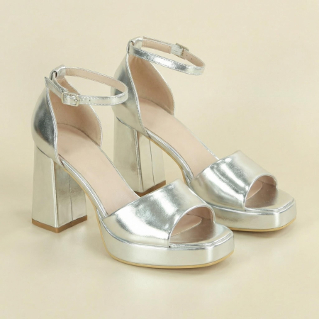 Sandale elegante cu toc A23-520argintiu [11]