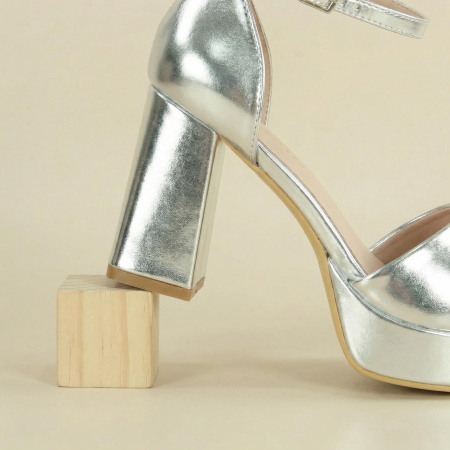 Sandale elegante cu toc A23-520argintiu [9]