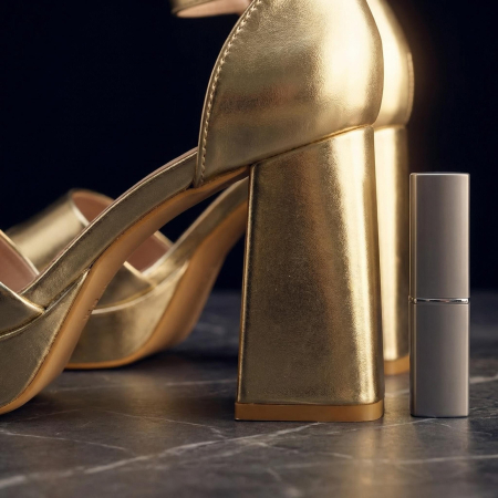 Sandale elegante cu toc A23-520auriu [10]