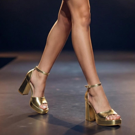 Sandale - Sandale elegante cu toc A23-520auriu