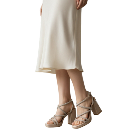 Damă - Sandale elegante cu toc A24-1062bej
