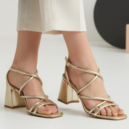 Încălțăminte damă - Sandale elegante cu toc A24-1057auriu