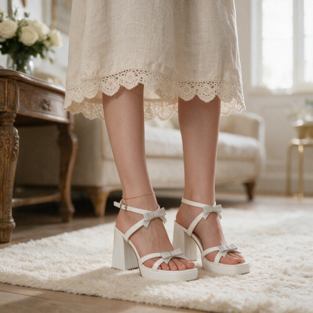 ÎNCĂLȚĂMINTE DAMĂ 49.99 - Sandale elegante cu toc A25-1909alb