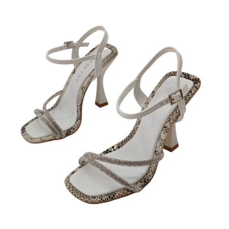Damă - Sandale elegante cu toc A26-691alb