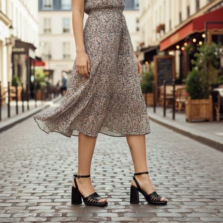 ÎNCĂLȚĂMINTE DAMĂ 39.99 - Sandale elegante cu toc A24-1096negru