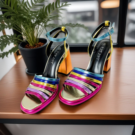 Sandale - Sandale elegante cu toc A24-1096multicolor