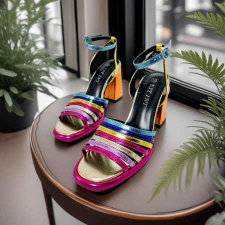 Sandale - Sandale elegante cu toc A24-1096multicolor