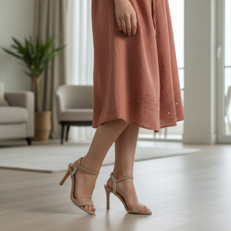 Sandale - Sandale elegante cu toc F-18bej