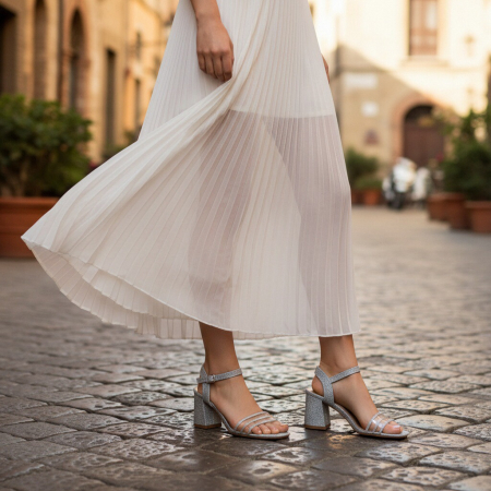 Sandale - Sandale elegante cu toc GL44argintiu