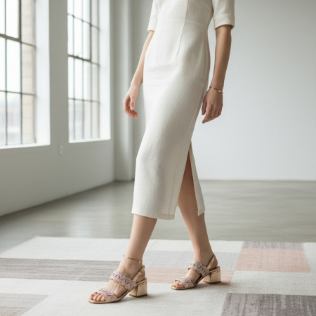 Sandale - Sandale elegante cu toc GL50roz