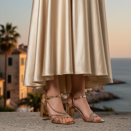 Sandale - Sandale elegante cu toc L-62sampanie