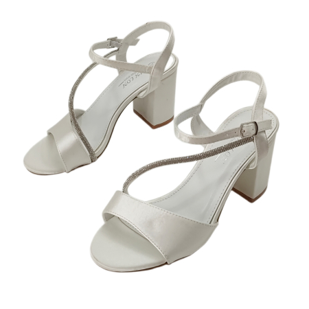 Damă - Sandale elegante cu toc L-63alb
