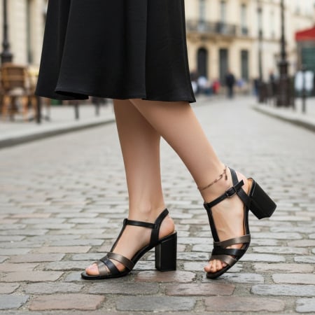 ÎNCĂLȚĂMINTE DAMĂ 39.99 - Sandale elegante cu toc MU-2negru