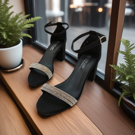 ÎNCĂLȚĂMINTE DAMĂ 39.99 - Sandale elegante cu toc L-61negru