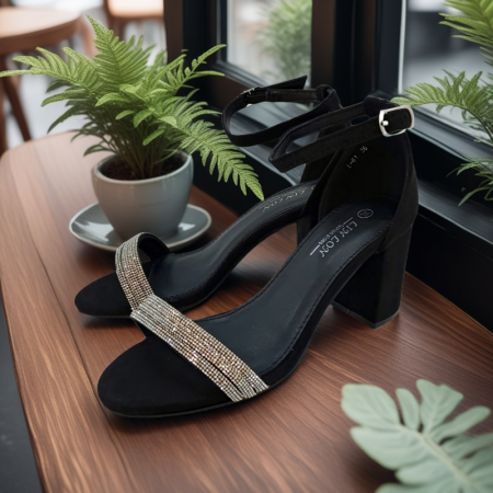 ÎNCĂLȚĂMINTE DAMĂ 39.99 - Sandale elegante cu toc L-61negru