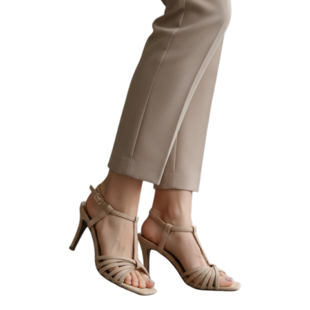 ÎNCĂLȚĂMINTE DAMĂ 39.99 - Sandale elegante cu toc MU-5bej