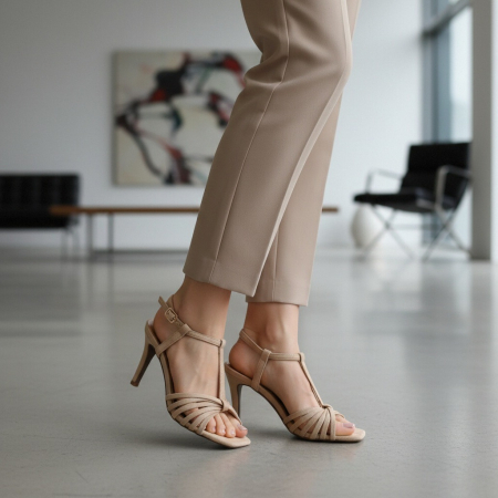 ÎNCĂLȚĂMINTE DAMĂ 39.99 - Sandale elegante cu toc MU-5bej