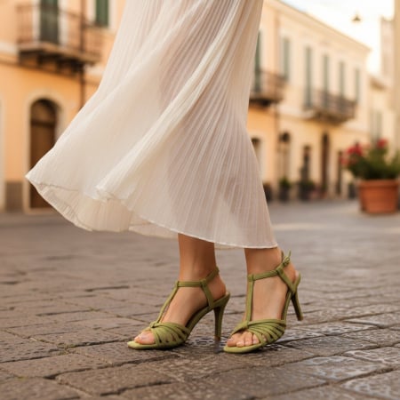 ÎNCĂLȚĂMINTE DAMĂ 39.99 - Sandale elegante cu toc MU-5verde