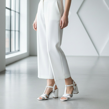 ÎNCĂLȚĂMINTE DAMĂ 39.99 - Sandale elegante cu toc MU-2alb