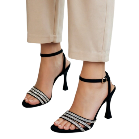 Sandale elegante cu toc piramidal A24-1058negru [9]