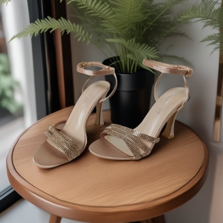 Sandale - Sandale elegante cu toc piramidal A24-1058sampanie