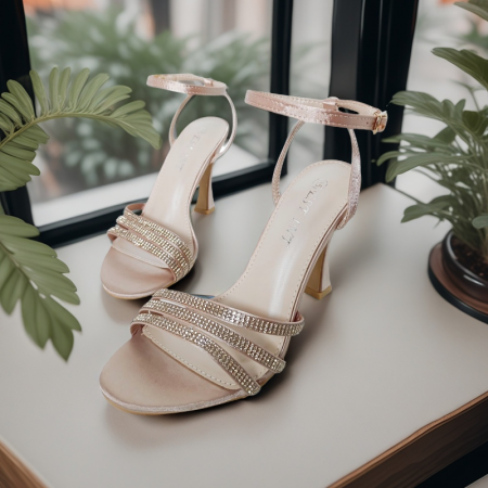 Sandale - Sandale elegante cu toc piramidal A24-1058sampanie