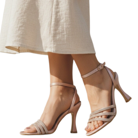 Sandale elegante cu toc piramidal A24-1058sampanie [8]