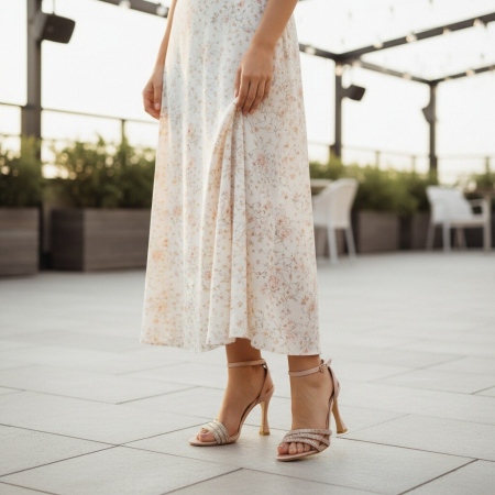 Sandale - Sandale elegante cu toc piramidal A24-1058sampanie