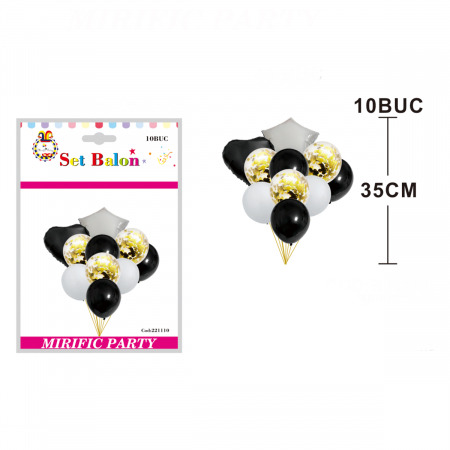 Articole party - Set 10 baloane din latex cu confetti 35 cm 221110